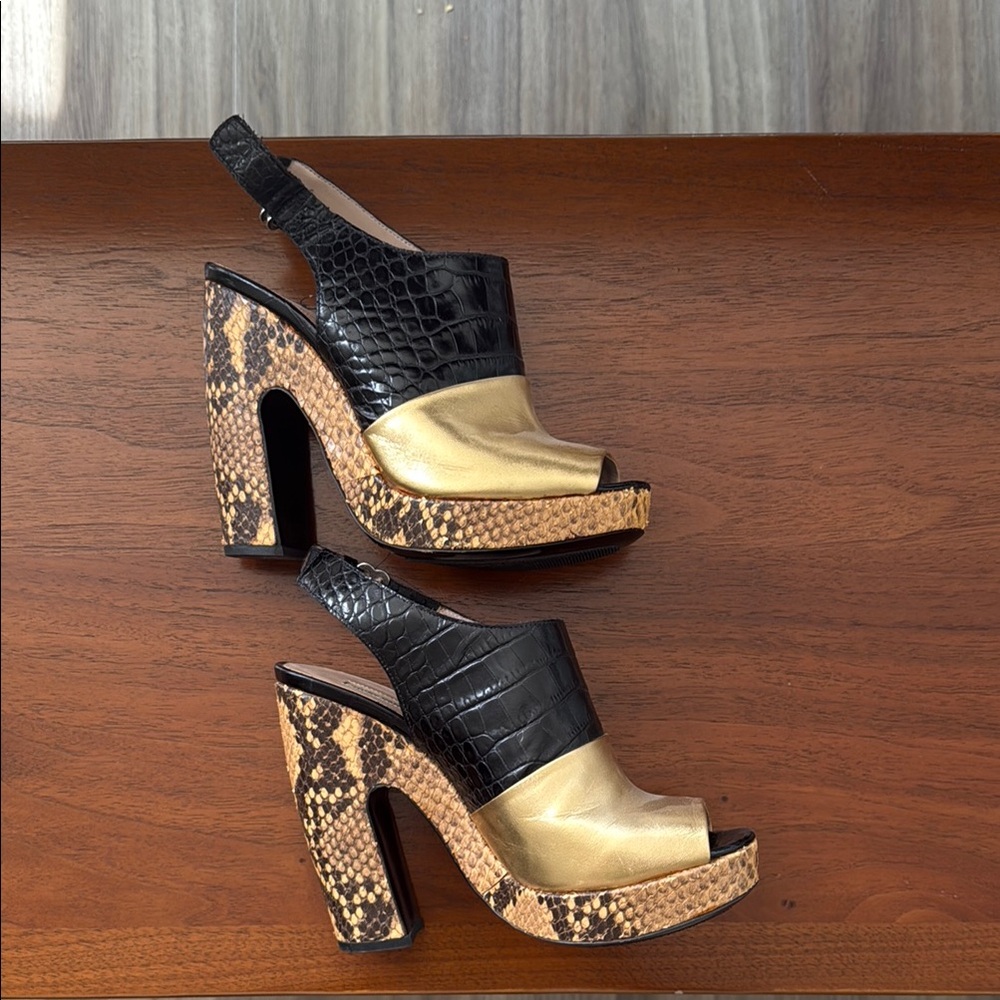 Dries Van Noten Black and Gold Heels Timeless Elegance
